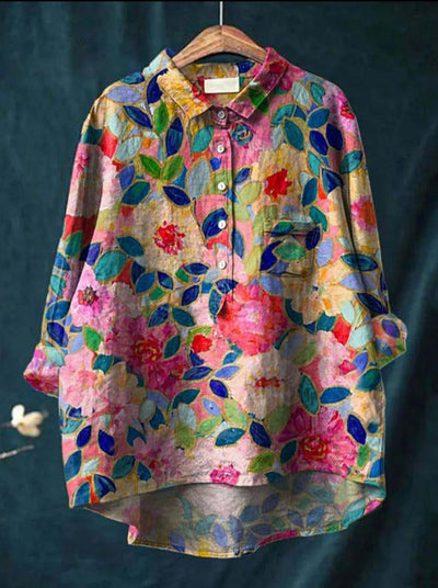 Laura™ | Klassisk Blus med Blommönster