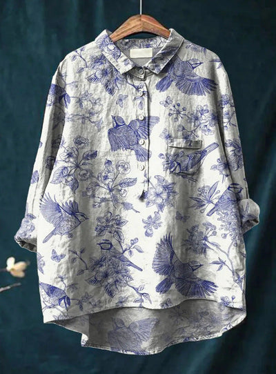 Laura™ | Klassisk Blus med Blommönster