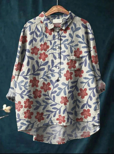 Laura™ | Klassisk Blus med Blommönster