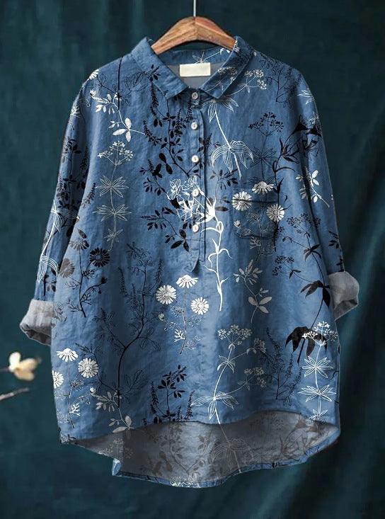 Laura™ | Klassisk Blus med Blommönster