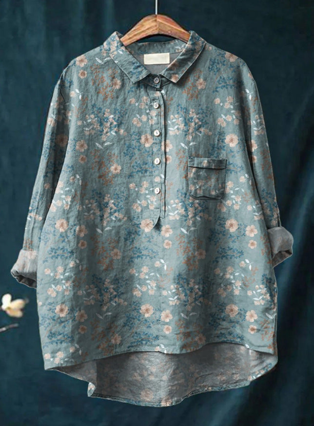 Laura™ | Klassisk Blus med Blommönster